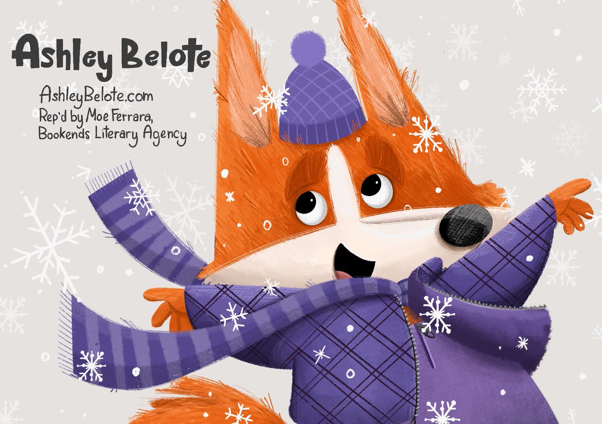Today is a chilly #kidlitartpostcard day! I’m available for #picturebookillustration and enjoy stories about inquisitive kiddos, heart warming situations, and foxes who wear purple outfits to frolic in the snow ❄️ 

🎨 ashleybelote.com

Rep’d by @inthesestones @bookendslit