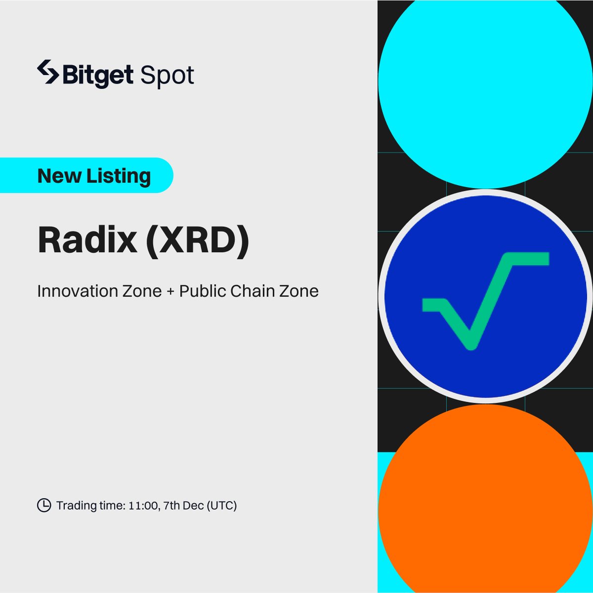 BitgetIndia's tweet photo. New Spot Listing on #Bitget!
🔥Bitget will list $XRD/USDT on Dec 7
✅ Deposits now open!
👉 Listing Info: https://t.co/Ltx2YYwMSd
👉 Campaign Info: Share 185,000 $XRD
https://t.co/IaUpa7btzy
🤝 Join the community
https://t.co/EVCB0JJXdr
@RadixDLT #RadixxBitget https://t.co/i5slS4L6iL