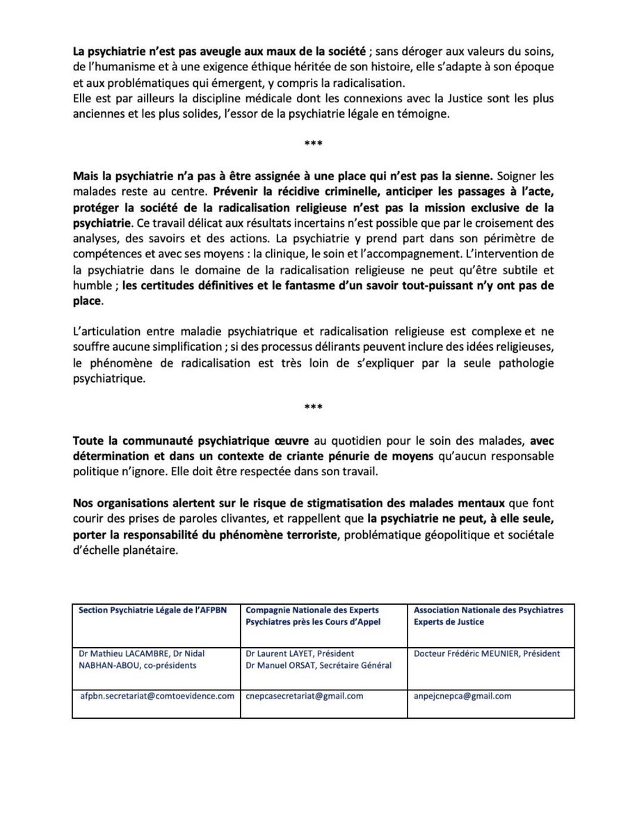 🥊la psychiatrie légale UNIE pour expliquer éclairer et s indigner @FF_CRIAVS @CNUP_FR @ChoisirPsychiat @GrangerBernard @BelzeauxR @berna_fabrice @FrankBellivier @Prabenyamina @Broussegeorges @CfpNathalie @encephaleonline @DrAidaCancel @FifouCamus @TBaubet