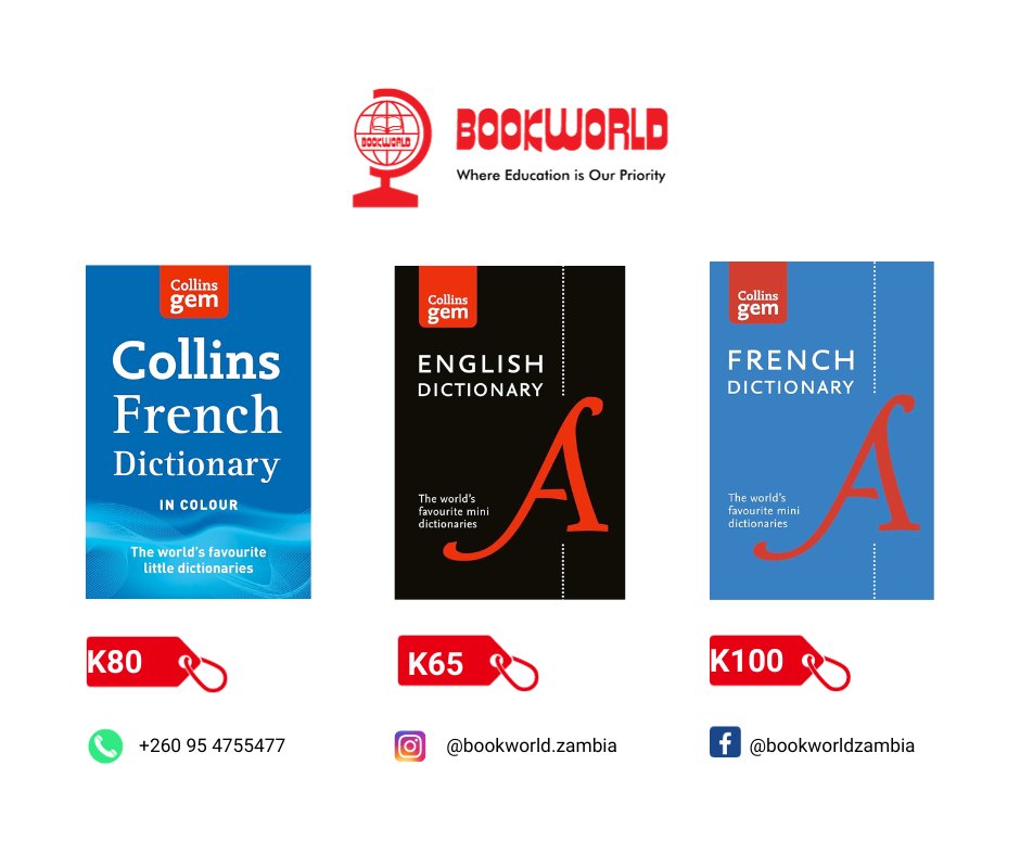 Education is our priority ! 
We have assorted dictionaries readily available in all our stores. The categories include : Medical, Law, Politics, Economics, Biology, Physics, English, Math, and many more, visit any of our stores for a copy. 
#bookworldzambia
