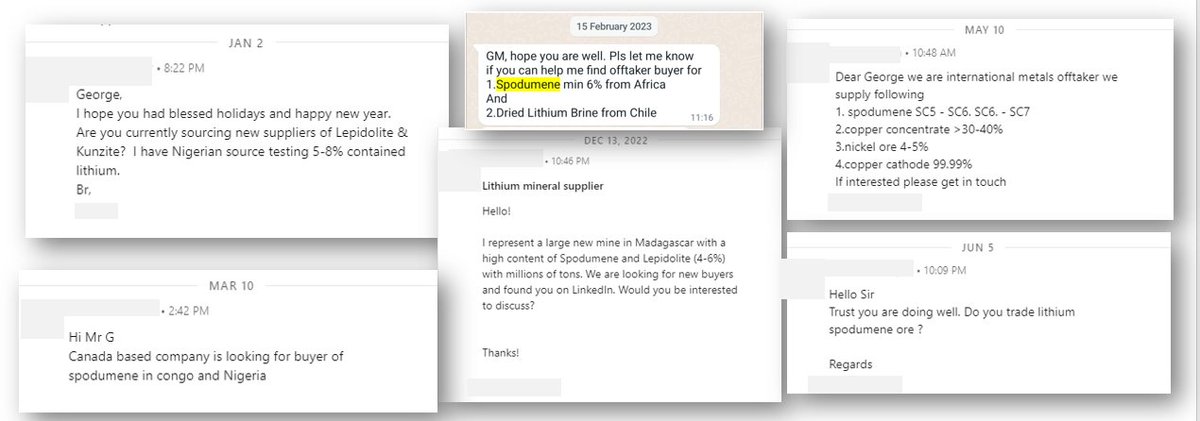 One of the (many) reasons I started taking the #lithium oversupply story seriously in late-2022 / early-2023 was the inundation of messages in my LinkedIn inbox from people trying to sell African-origin material to me.