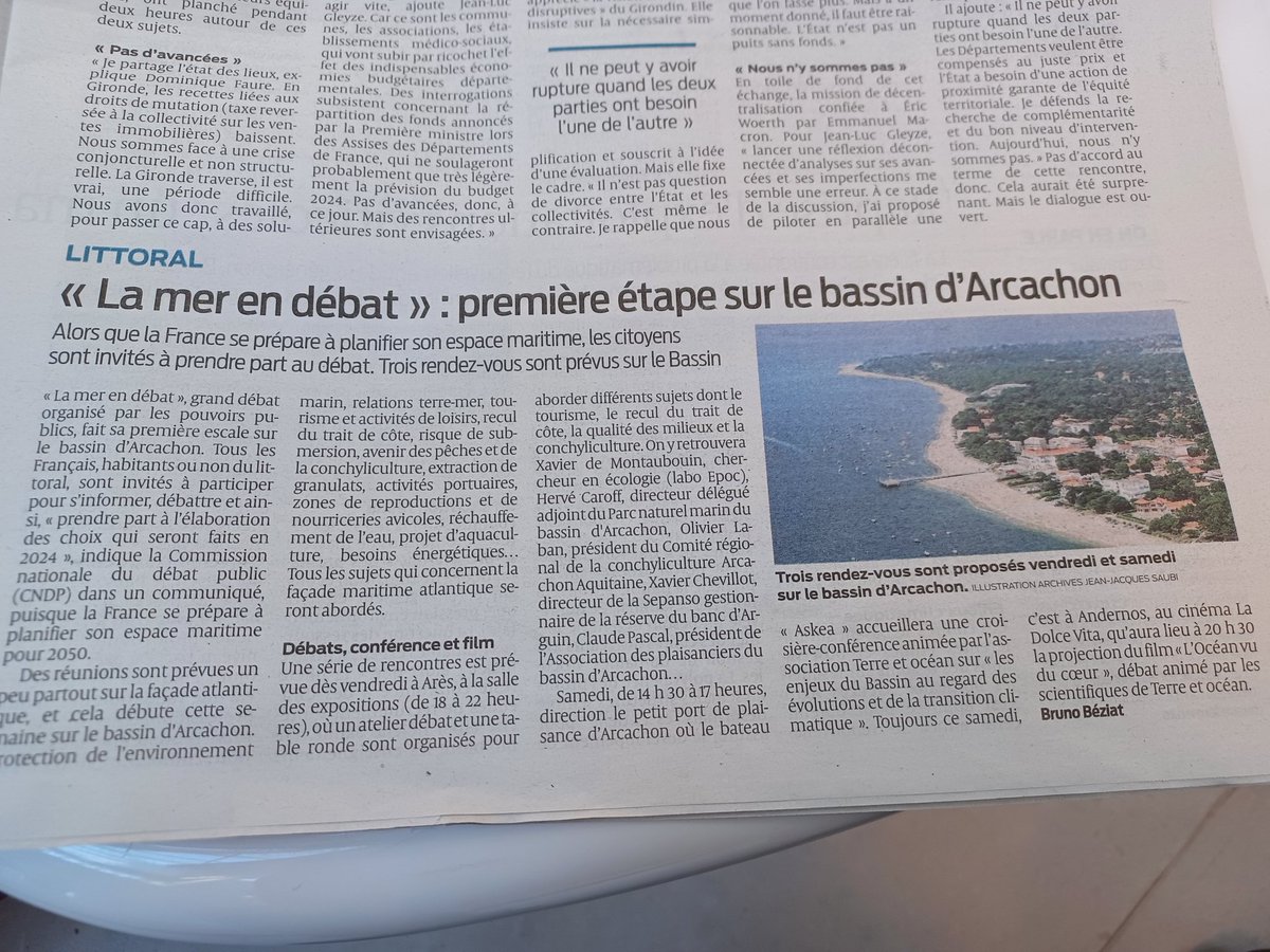 Sylvain Roche (@sylvain_roche) on Twitter photo On parle du <a href="/DebatMer/">Débat public sur la mer</a> <a href="/CNDPDebatPublic/">Commission nationale du débat public (CNDP)</a> façade Sud-Atlantique dans le <a href="/sudouest/">Sud Ouest</a> de ce mercredi. Rendez-vous ce weekend sur le Bassin d'Arcachon! 🐚🐟⛵️ On parle du <a href="/DebatMer/">Débat public sur la mer</a> <a href="/CNDPDebatPublic/">Commission nationale du débat public (CNDP)</a> façade Sud-Atlantique dans le <a href="/sudouest/">Sud Ouest</a> de ce mercredi. Rendez-vous ce weekend sur le Bassin d'Arcachon! 🐚🐟⛵️