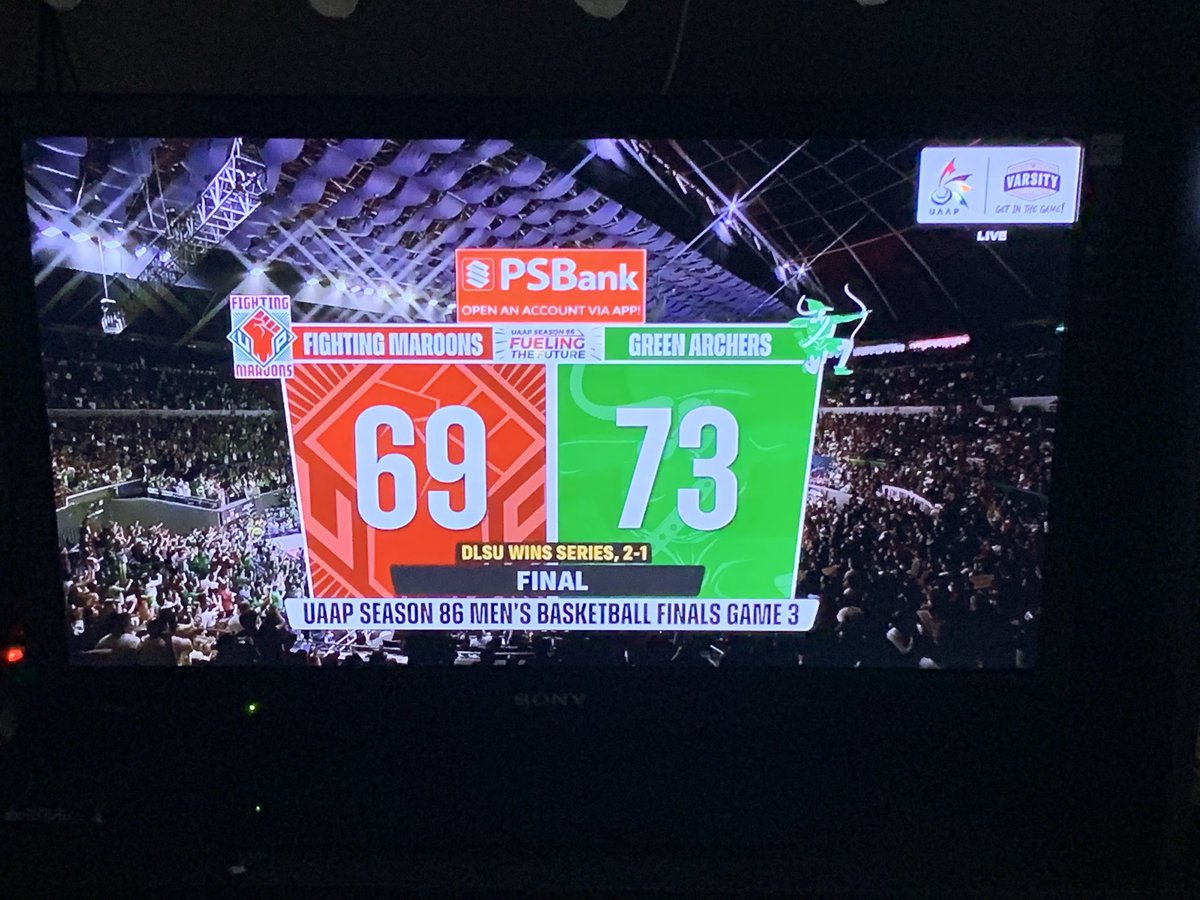 dynooomark's tweet photo. From number 3 in the elims, number 2 in the semis, and now number 1 in the finals! Commendable hardwork! Congrats La Salle! πΉ #Champions #AnimoLaSalle #LethalStrikeLaSalle #NeverShallWeFail #UAAPSeason86 https://t.co/HQAhZiegIy