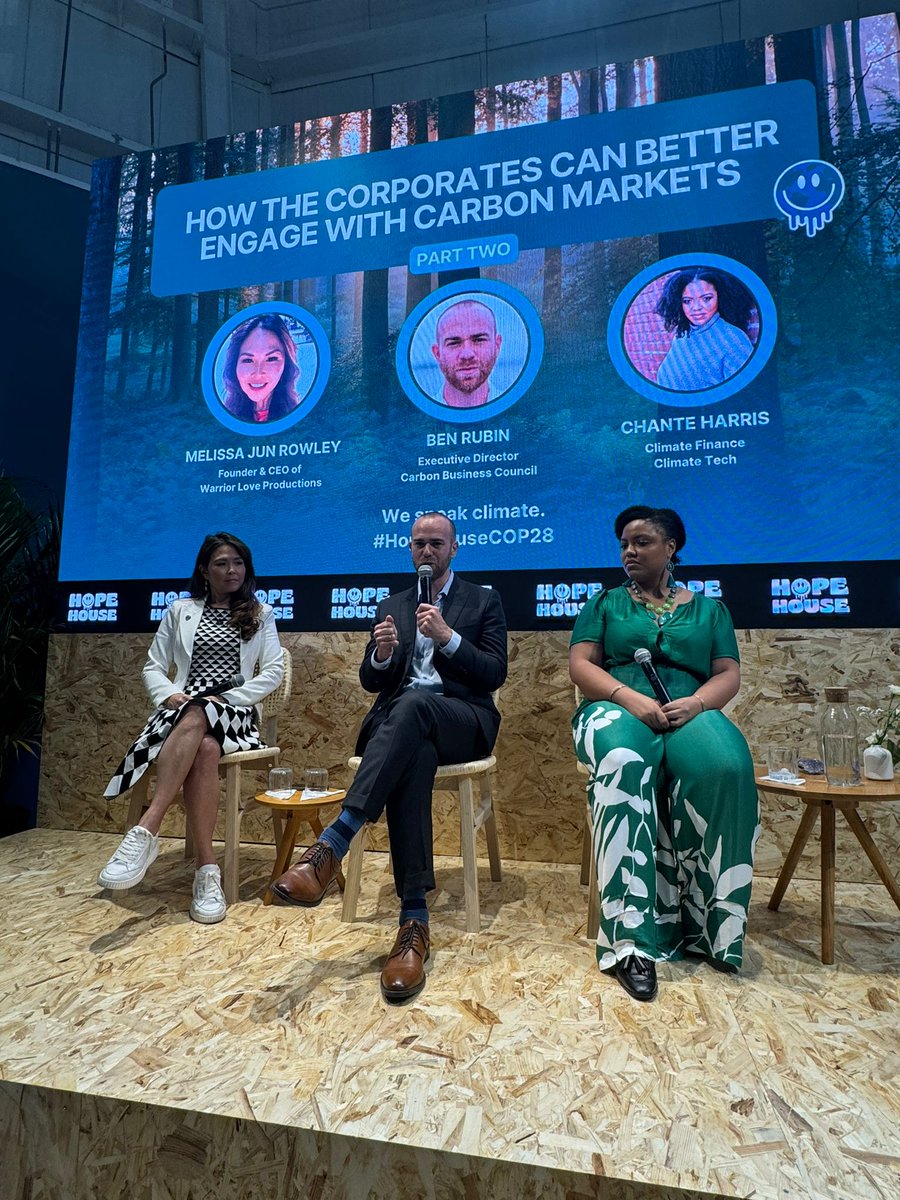BenDRubin's tweet photo. It was great to discuss #CarbonRemoval + #CarbonMarkets with @MelissaRowley & @chante__harris today at Hope House.
Thanks so much to @SierraQuitiquit for bringing together the climate community at #HopeHouseCOP28.
#CDRCOP28 https://t.co/COFsOR9Gne