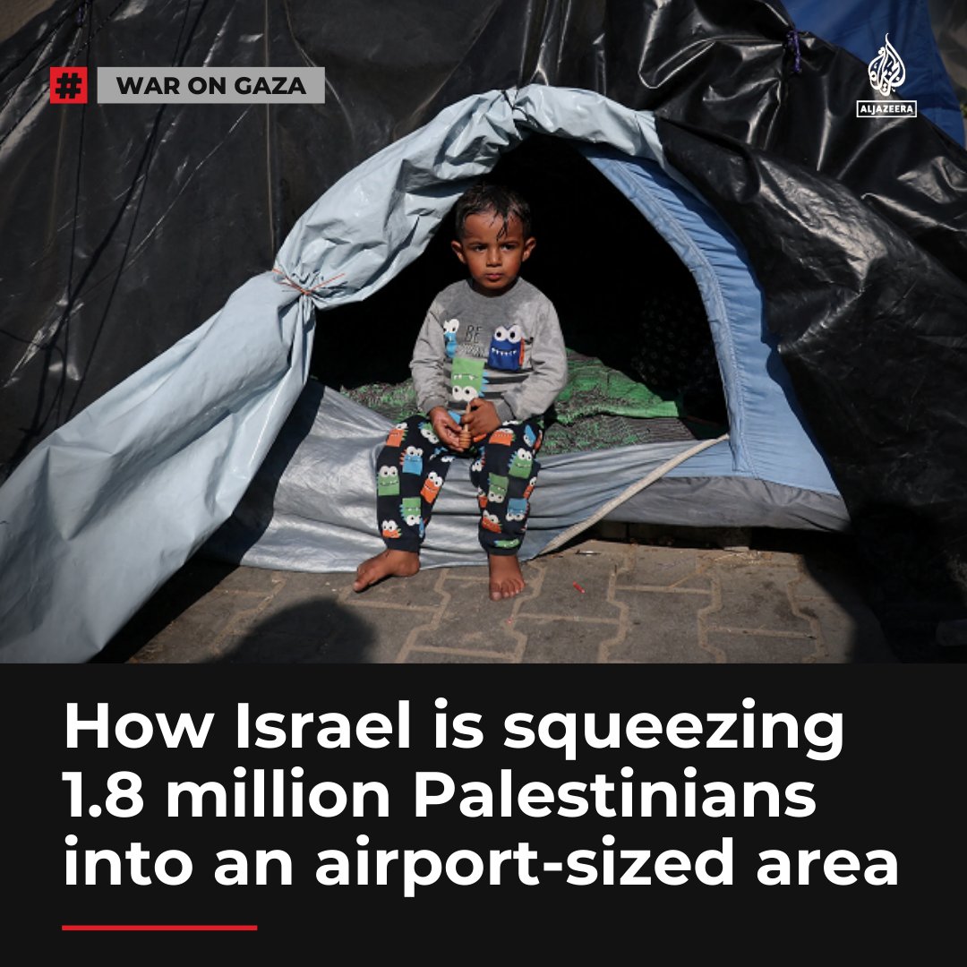 AJEnglish's tweet image. Israel has declared an area smaller than Heathrow Airport as a safe space for Gaza’s forcibly displaced Palestinians to move to aje.io/ljrjw4
