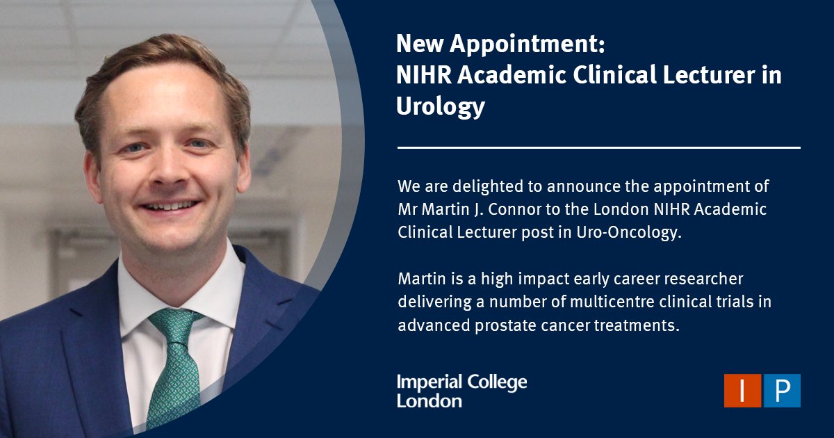 Congratulations Mr Martin J. Connor - newly appointed NIHR Academic Clinical Lecturer in Urology at Imperial College London #IP2ATLANTA #IP5MATTER @NIHRresearch @imperialcollege @ImperialSandC