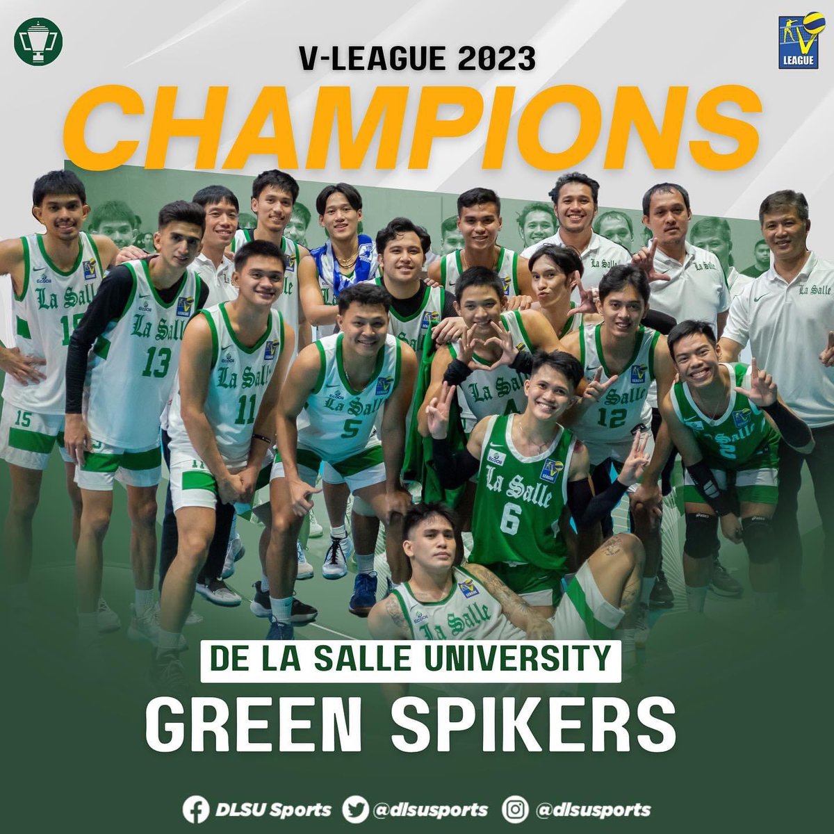 dearlasalle's tweet photo. ✨ 2023 is that year for DLSU ✨

🥇 UAAP 85 WVB - DLSU Lady Spikers 
🥇 Shakey's V-League Invitationals - DLSU Lady Spikers
🥇 V-League MVB Challenger Cup PH - DLSU-Eco oil Green Spikers
🥇 UAAP 86 MBB - DLSU Green Archers

what a year for us, lumots!! 🥹💚 https://t.co/kN3XIUZzcL