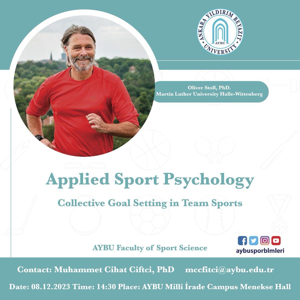 I am thrilled to announce that Prof. Oliver Stoll will be visiting our university to deliver a keynote about collective goal setting in our boutique seminar. Everyone is welcome to participate. You can dm or email me to get info about tue event <a href="/aybusporblmleri/">AYBÜ Spor Bilimleri Fakültesi</a>