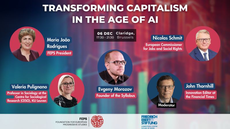 Just a few hours from this amazing panel! Prof. Pulignano @valeriapuligna2 be among the panelists in a compelling discussion on transformations of #capitalism in the age of #AI. Organized by @FEPS_Europe and @FES_FoW #FutureOfWork @HSS_KULeuven @FSW_KULEUVEN @ERC_Research
