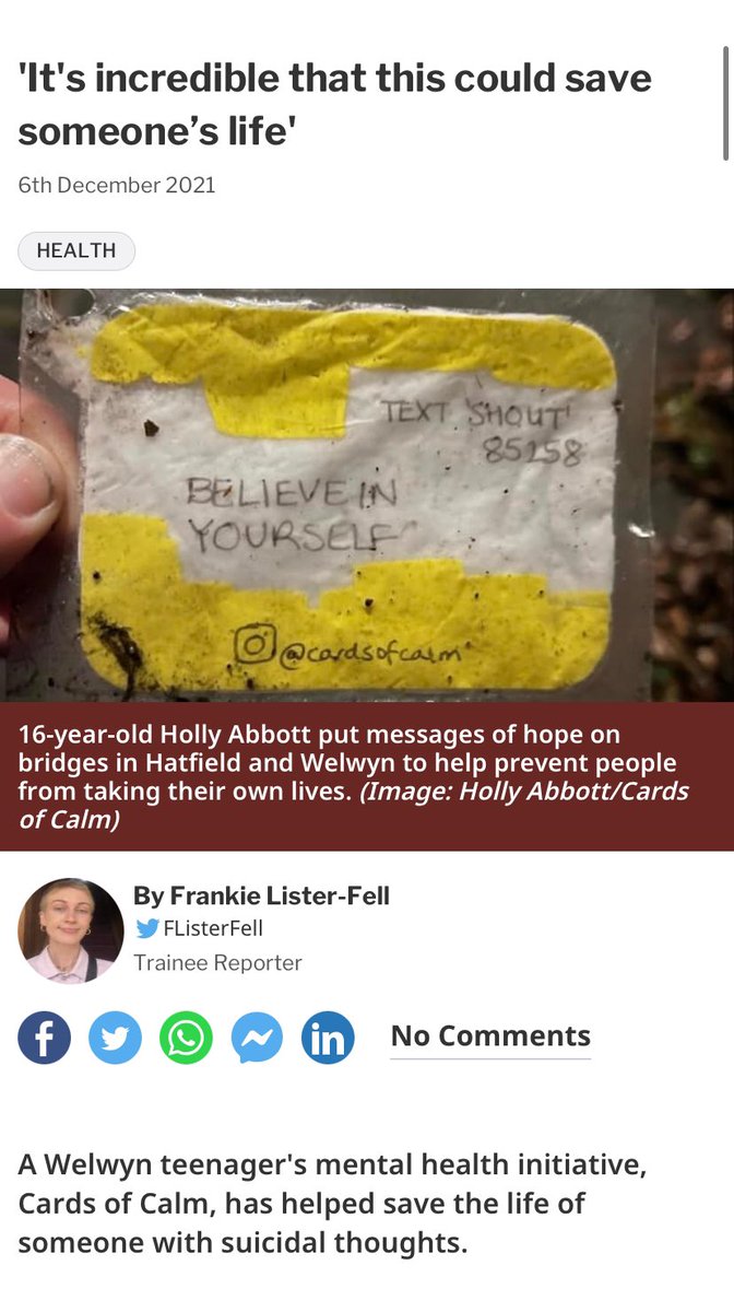 Cardsofcalms online article in the Welwyn Hatfield Times was published 2 years ago today! 💛🌻