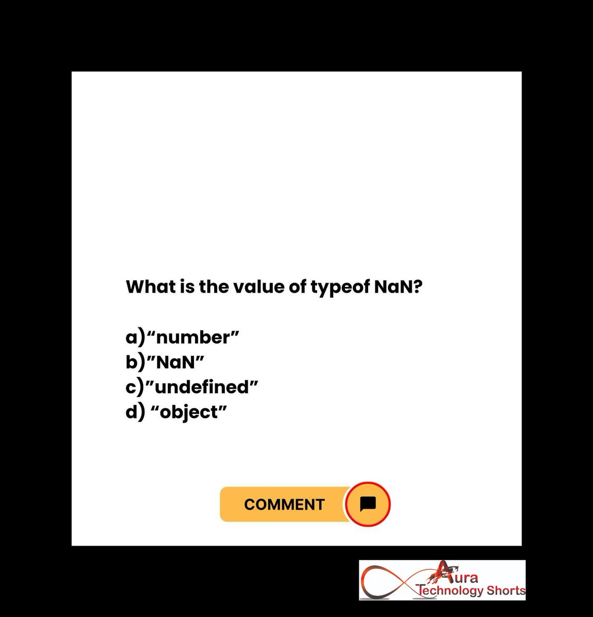 Auratechno72007's tweet image. Quiz time
..............
#JavaScriptQuiz, #JSQuiz, #JavaScriptQuestions, #JSQuestions, #CodingQuiz, #ProgrammingQuiz, #TechQuiz, #CodingQuestions, #ProgrammingQuestions, #TechQuestions