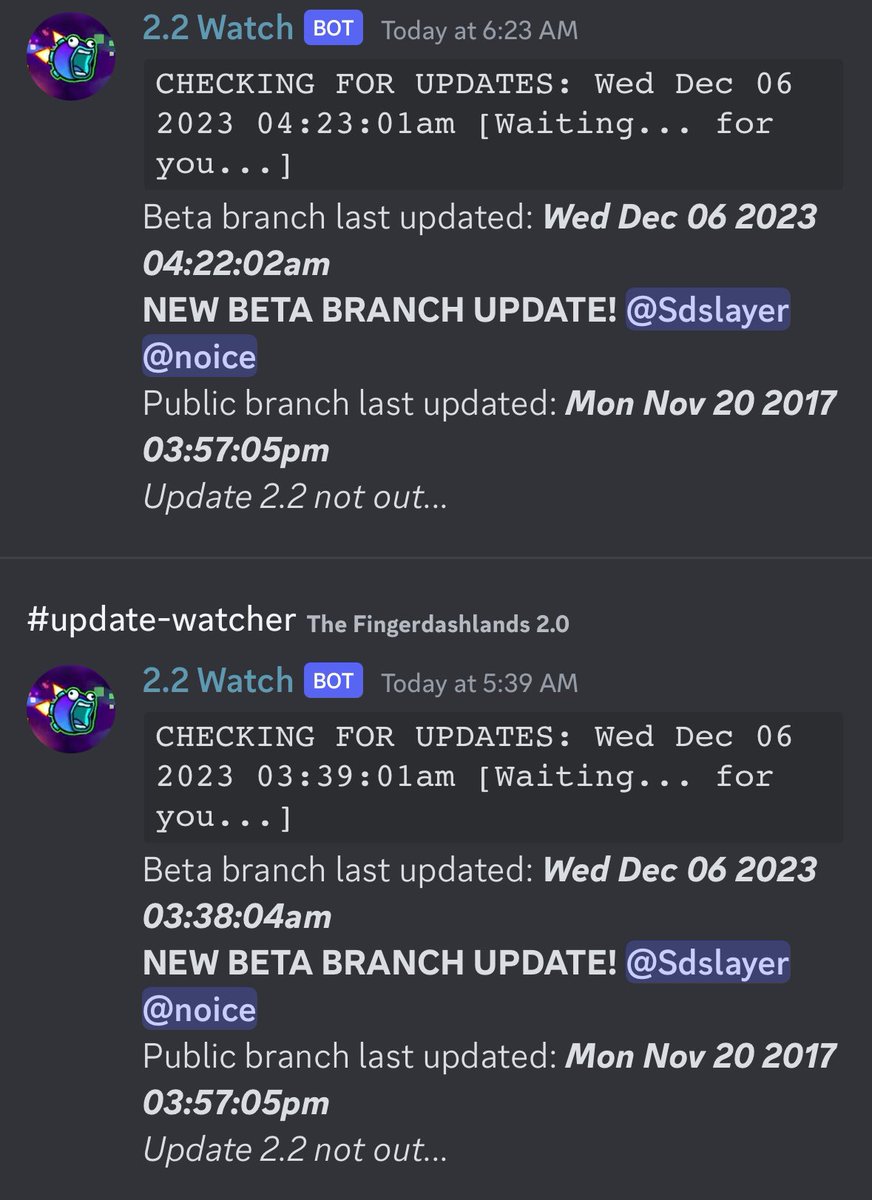 Beta branch updated twice overnight.