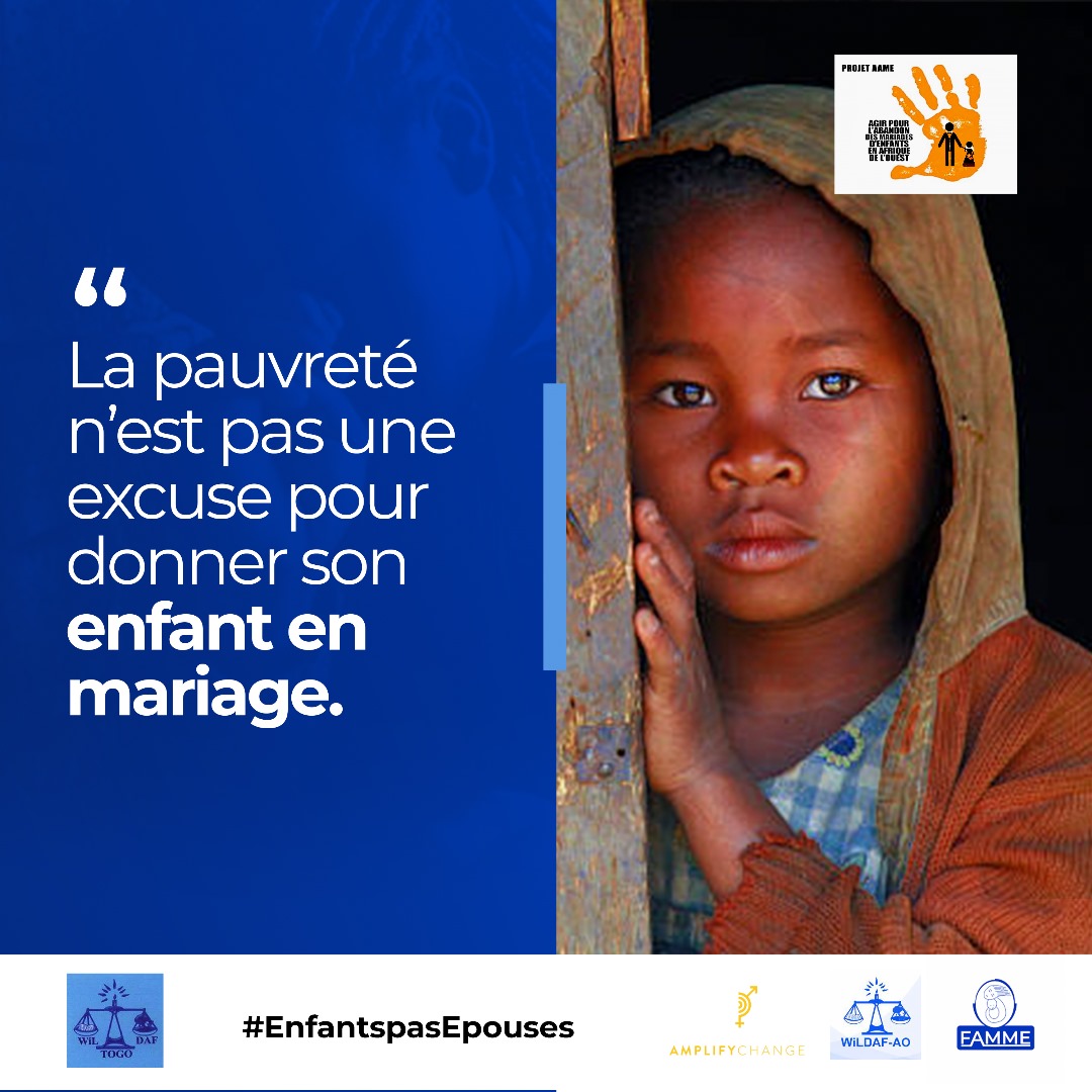 eellihat's tweet photo. La pauvreté ne doit pas justifier le #mariagedEnfants dans nos communautés au #Togo. Je me joins à @WILDAFAO @wildaf_togo @amplifyfund pour mener cette lutte contre le mariage d'enfants au Togo. Nous comptons sur l'appui de @FEGnassingbe @DogbeVictoire @PresidenceTg https://t.co/aT3WQXZsx5