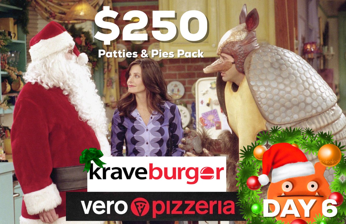 Day 6!🎅🏻🍕🍔 $250 Patties & Pies Prize Pack from @Kraveburger & @veropizzeria Every $5 donated = 1 entry to win entire calendar supporting @feednovascotia More info 👉🏼AndyVent.ca Buy tix at rafflebox.ca/raffle/feedns