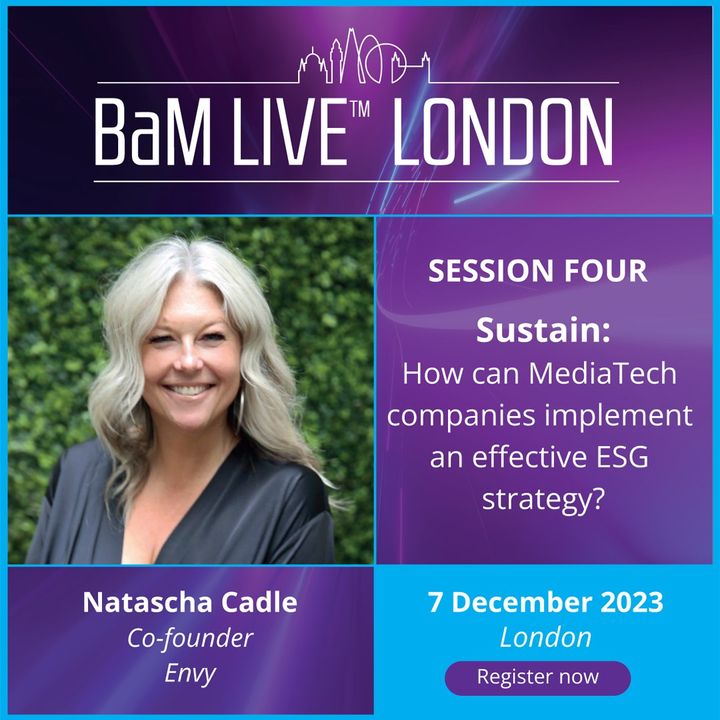 🗣️ IABM Conference 2023 Creative Director Natascha Cadle will be taking part in a panel at tomorrow's IABM Conference. In the session, the panel will be discussing how media companies can implement successful ESG strategies Find out more here: bit.ly/47wZjnW