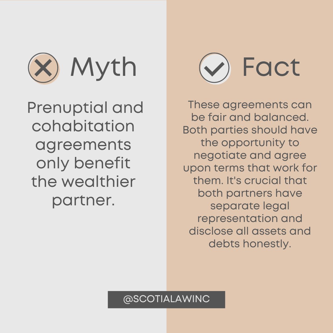 There are a lot of misconceptions about prenuptial and cohabitation agreements, so we wanted to clear the air and explain how these agreements can benefit you! Get in touch today to learn more!

#ScotiaLaw #LawFirm #DartmouthLawFirm #LawFirm #Law #FamilyLaw #Prenup #Cohabitation