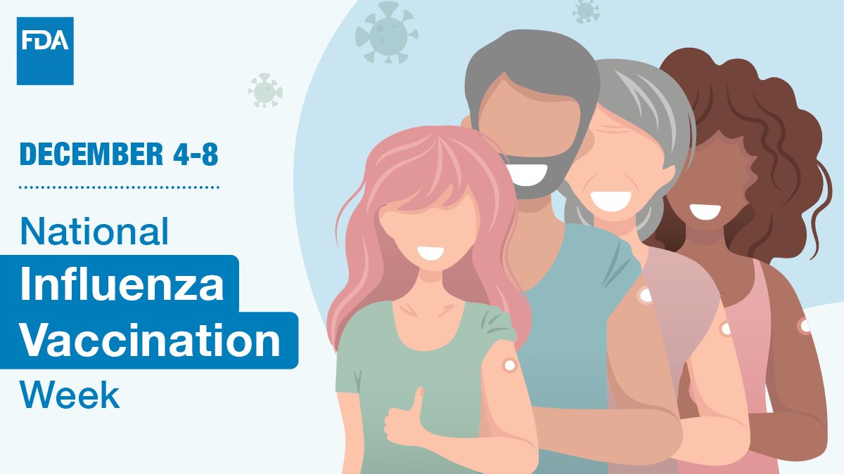 Don’t let the flu ruin your holiday plans! ☃️🛷 Getting a flu shot is the best way to protect you and your family from the flu’s worst symptoms, and can prevent the flu altogether: fda.gov/consumers/cons… #NationalInfluenzaVaccinationWeek #NoTimeForFlu