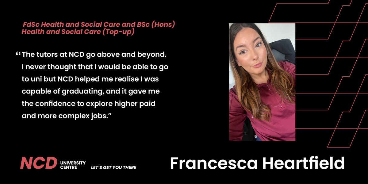 Want to reach your full potential like Francesca? 🎓 You can still apply to join NCD University Centre - discover the degree courses and professional qualifications we offer 👉🏼 orlo.uk/mtqMR