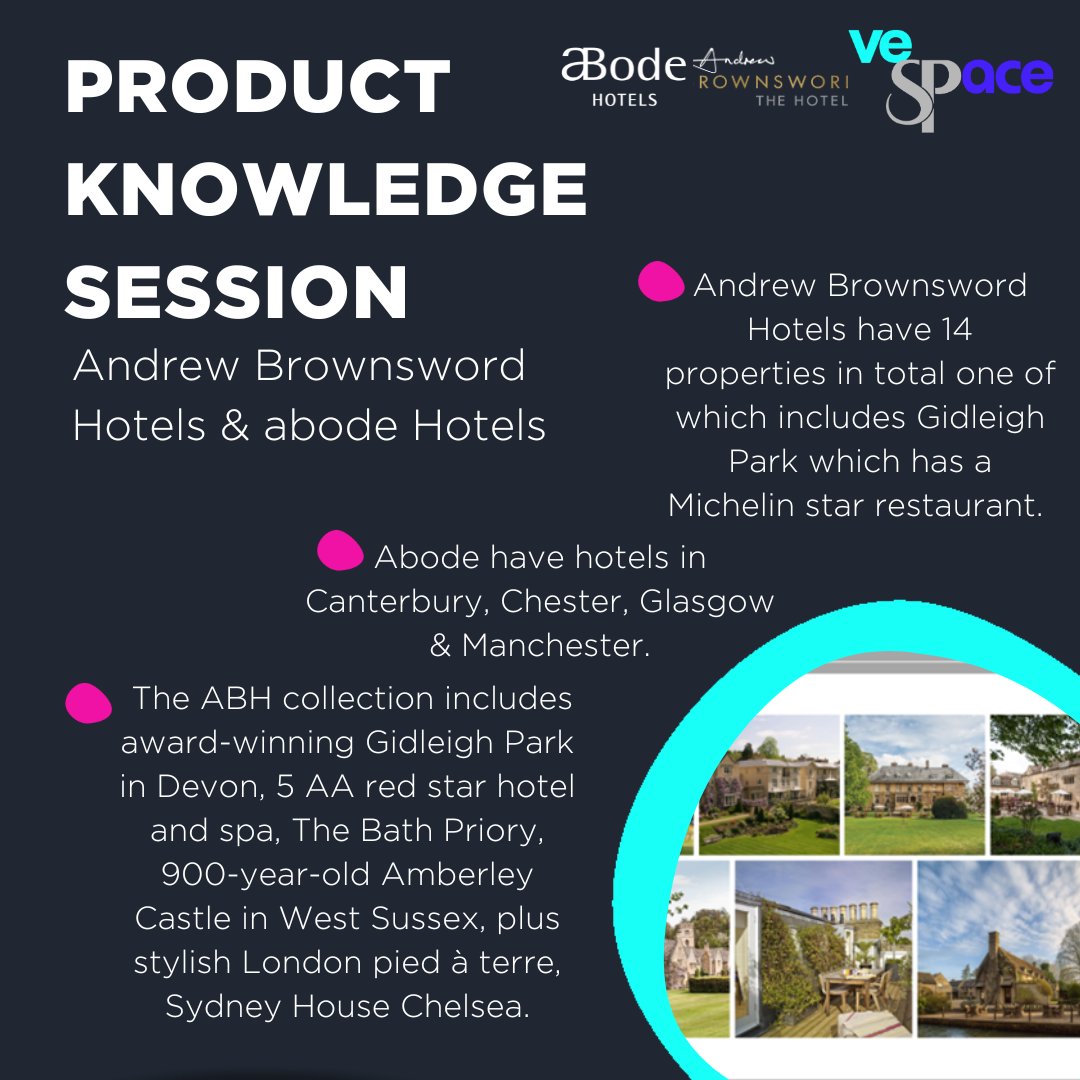 Our latest Product Knowledge Session was with @brownswordhotels and <a href="/abodehotelsuk/">ABode Hotels</a> ⭐ The veSpace team learned about both companies' portfolios of fantastic hotels around the country. Thank you for chatting with us! 

#veSpace #ProductKnowledge #EventSpace #EventProfs