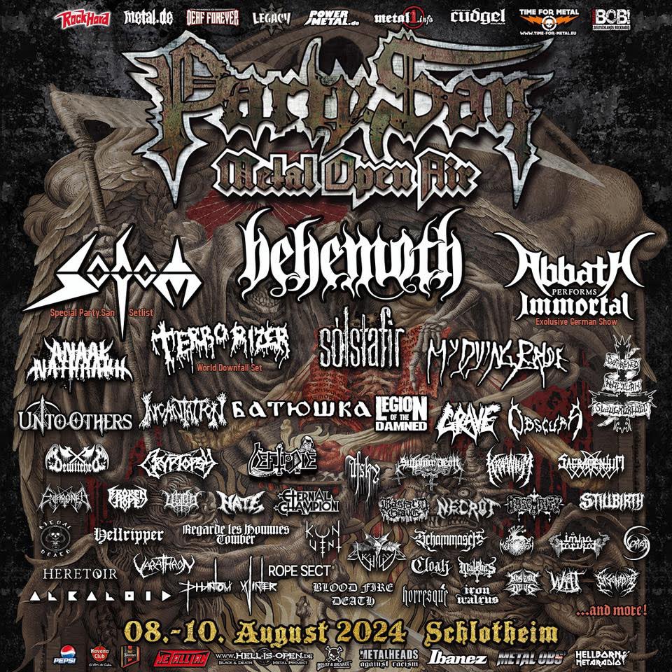 PARTY.SAN Metal Open Air 8th - 10th August 2024 Here is the updated lineup! Will we be seeing you next year? Tickets: cudgel.de/produkt-katego… @PartySanOpenAir