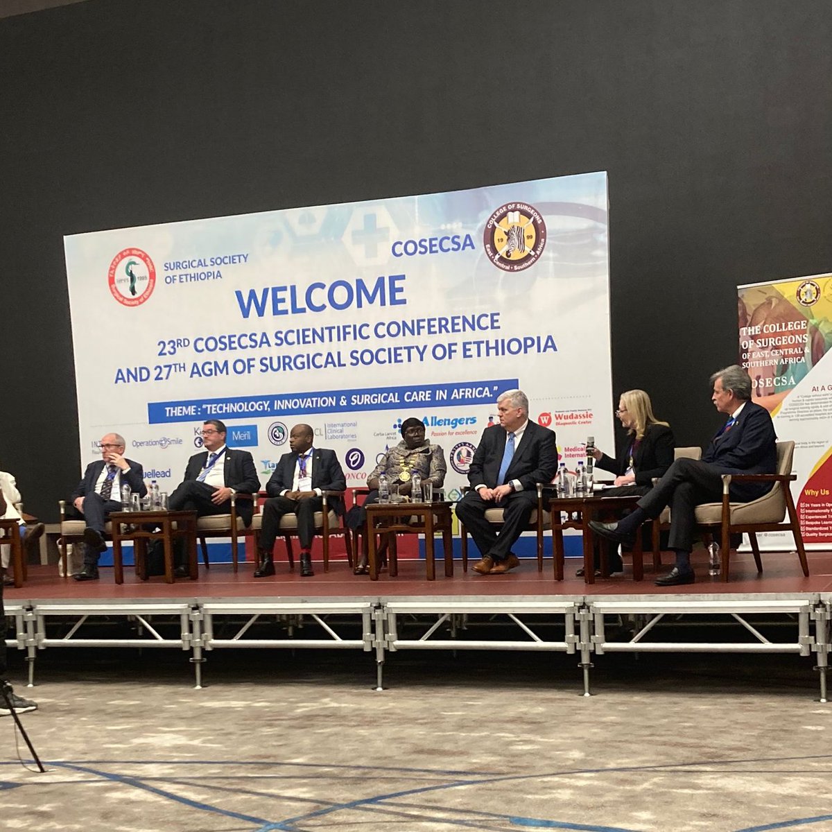 The panel discussion between Presidents and representatives of Surgical Colleges from the UK, Ireland and African Colleges is ongoing at the 23rd @cosecsa Scientific Conference! #globalsurgery #ScientificConference @RCSI_Irl