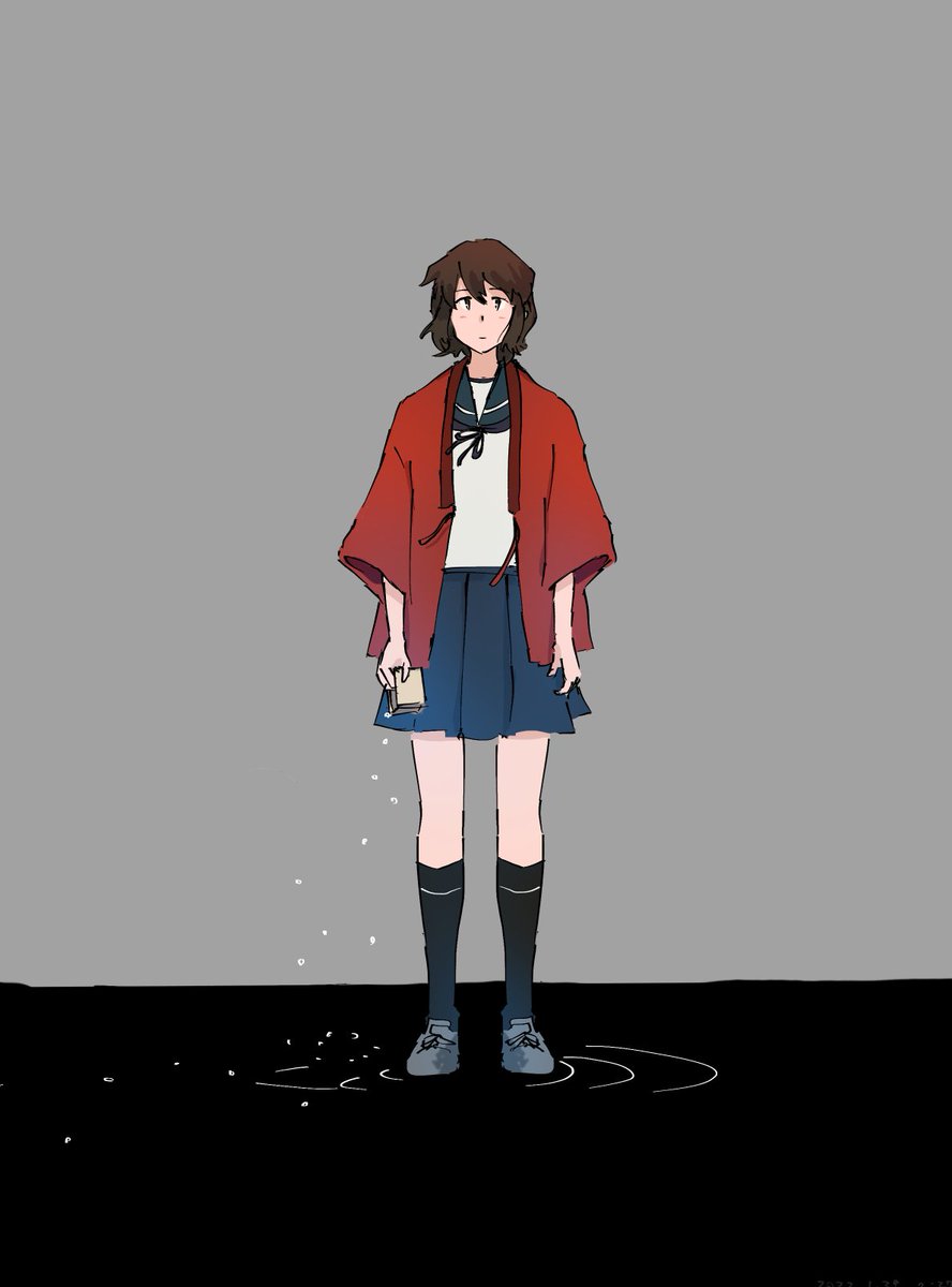 miyuki (kancolle) 1girl solo school uniform grey footwear serafuku skirt blue skirt  illustration images