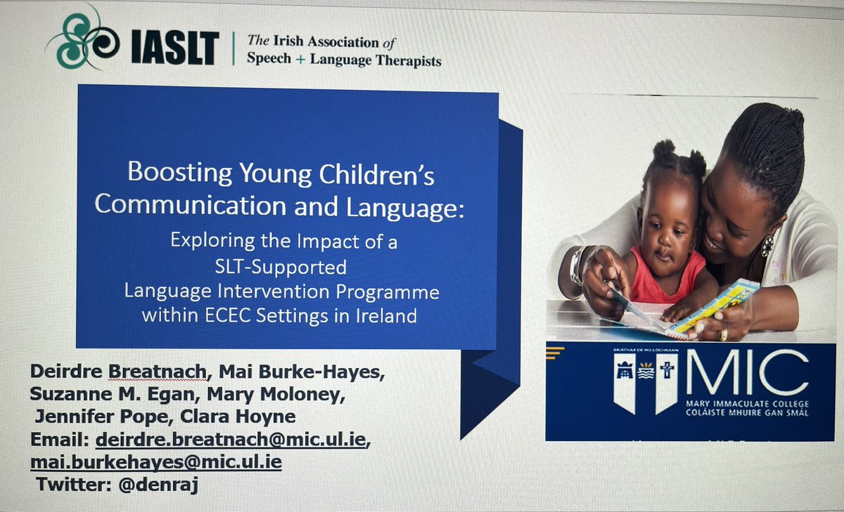 Delighted to present today at the Irish Association of Speech and Language Therapists <a href="/iaslt/">IASLT</a> biennial conference with my go to child language expert <a href="/Denraj/">Deirdre Breatnach</a>! 
<a href="/MaryMoloneyie/">Mary Moloney</a> <a href="/jsturley_pope/">Dr Jennifer Pope</a> <a href="/Suzanne_M_Egan/">Dr Suzanne Egan</a>