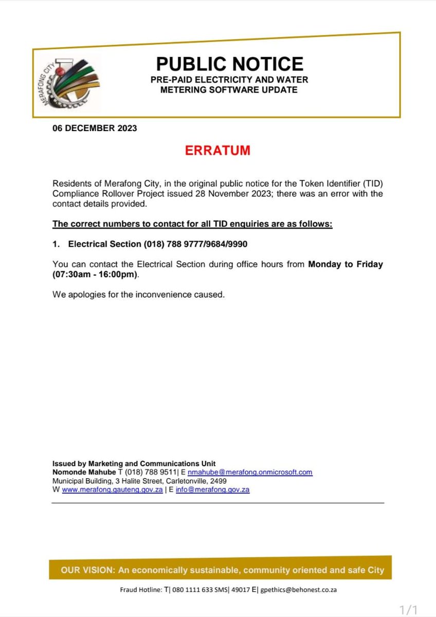 Merafong City Local Municipality tweet media