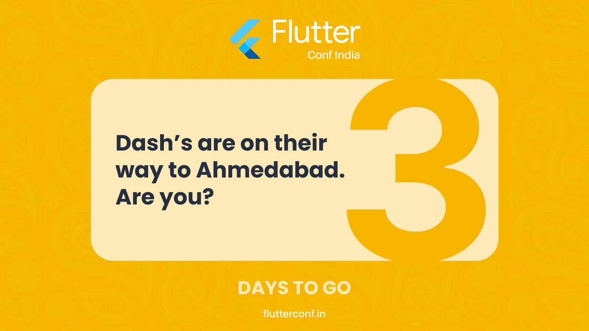 flutterconfin's tweet image. 3 days left until Flutter Conf India ignites Ahmedabad with Dash and all things Flutter 🔥🤩

Are you ready for the fluttery excitement? 👀

#FlutterConfIndia #FlutterConfIndia2023 #Flutter #Community