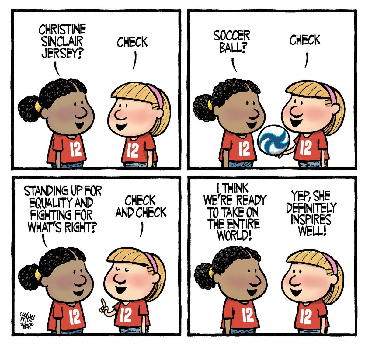 TheoMoudakis's tweet photo. Please enjoy my #ChristineSinclair cartoon in today's @TorontoStar https://t.co/Pbc6WXLJK9