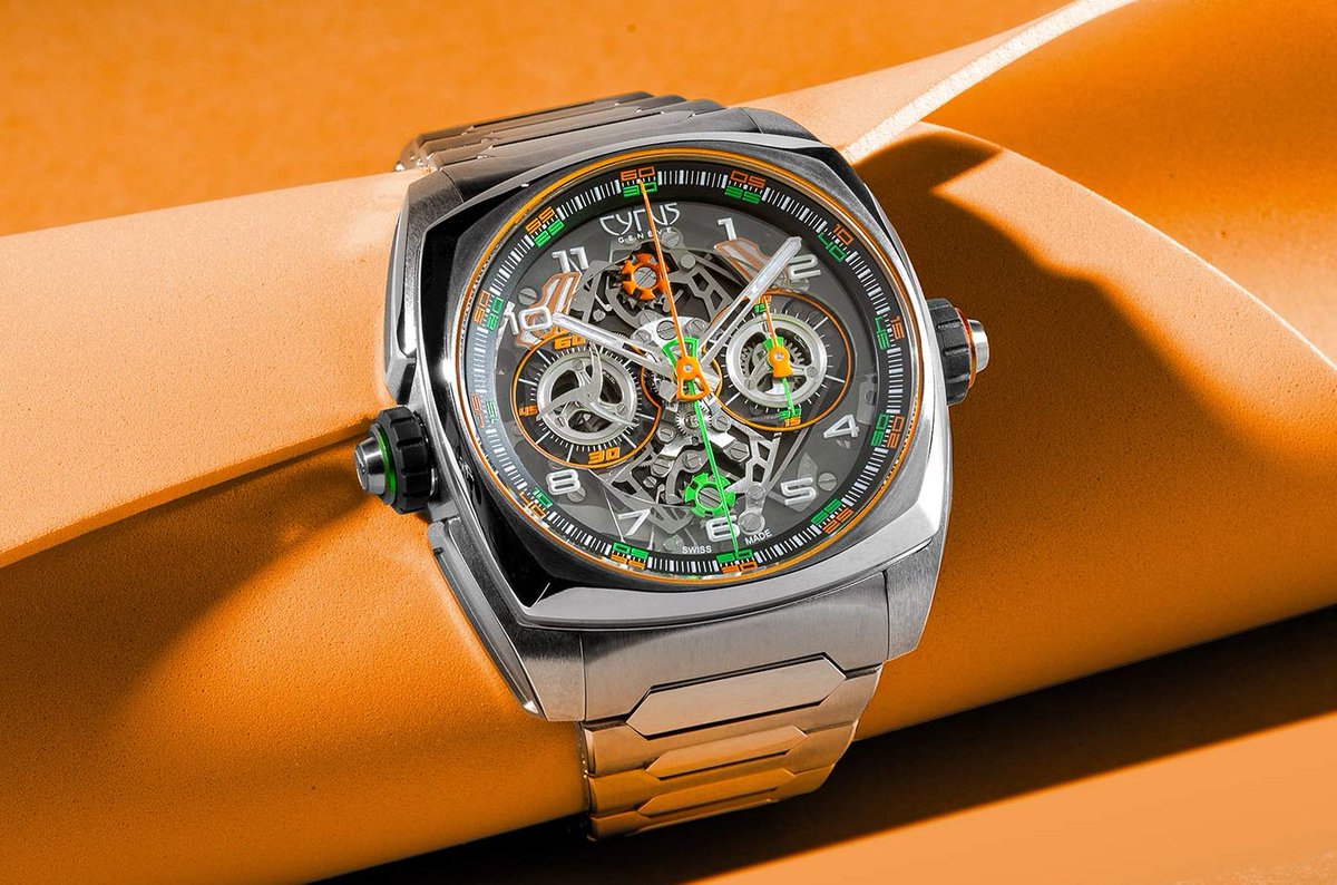 time_watches's tweet photo. The new #Klepcys DICE #Saffron: a stunning interpretation of #Cyrus’ acclaimed double #chronograph. This time, the indications of the two chronograph mechanisms are distinguished by #saffronorange and #brightgreen colours. Full details at  https://t.co/TbRwOKWiJb https://t.co/eBqQEAI5f2