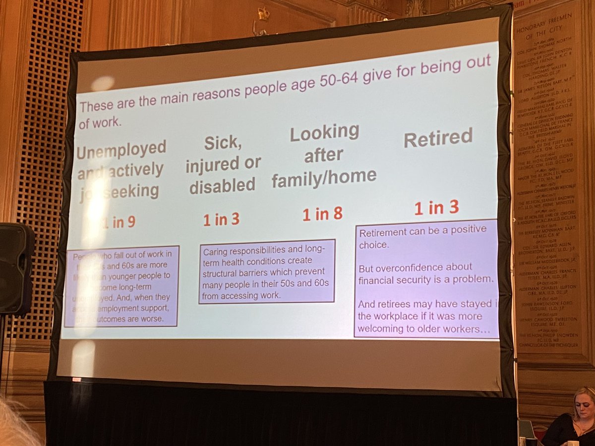 @Emilyishness citing the main reasons people aged 50-64 give for being out of work. Including #unpaidcare #leedssotc