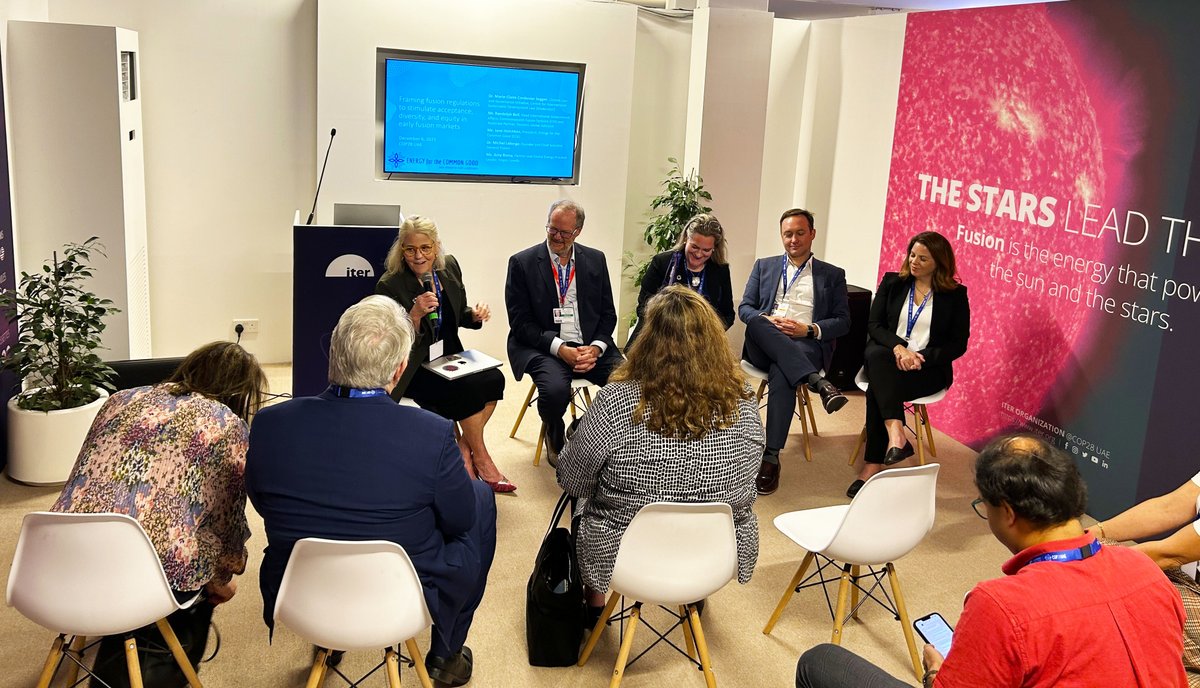 How to stimulate the commercialization of #fusionenergy?

The #ITER pavilion at #COP28 hosted an ECG-led discussion to address the need for less restrictive #regulation, access to financing schemes and education to foster a broad public acceptance of fusion energy.
<a href="/energy_common/">Energy for the Common Good, Inc.</a>