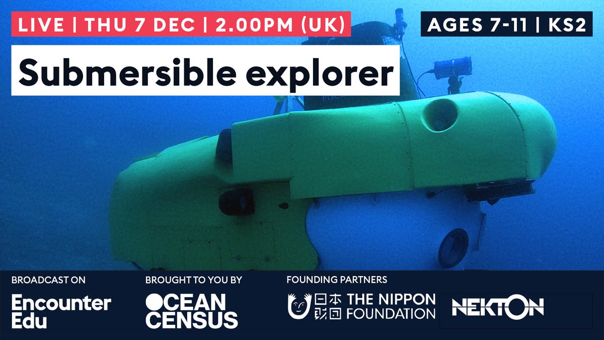 We're going on a submersible dive tomorrow with the fab <a href="/AlexDavidRogers/">Alex David Rogers</a> and the <a href="/oceancensus/">Ocean Census</a> team. Join us from the classroom.

🐙book here ow.ly/Ya0u50Qfyr7

#SubmersibleDive #LiveStreamedLesson #OceanEducation #ScienceEducation #STEM