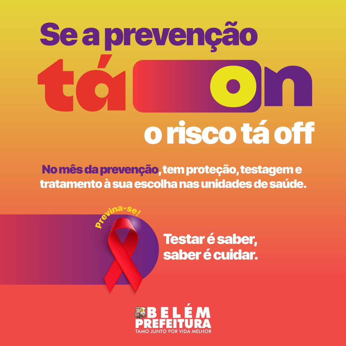 A Prefeitura de Belém apoia a luta contra o vírus da HIV, a Aids, e outras IST (infecções sexualmente transmissíveis), chamando a atenção para a prevenção, assistência e a proteção dos direitos das pessoas infectadas com o HIV.😉❤️ #PrefeituraBelem #DezembroVermelho