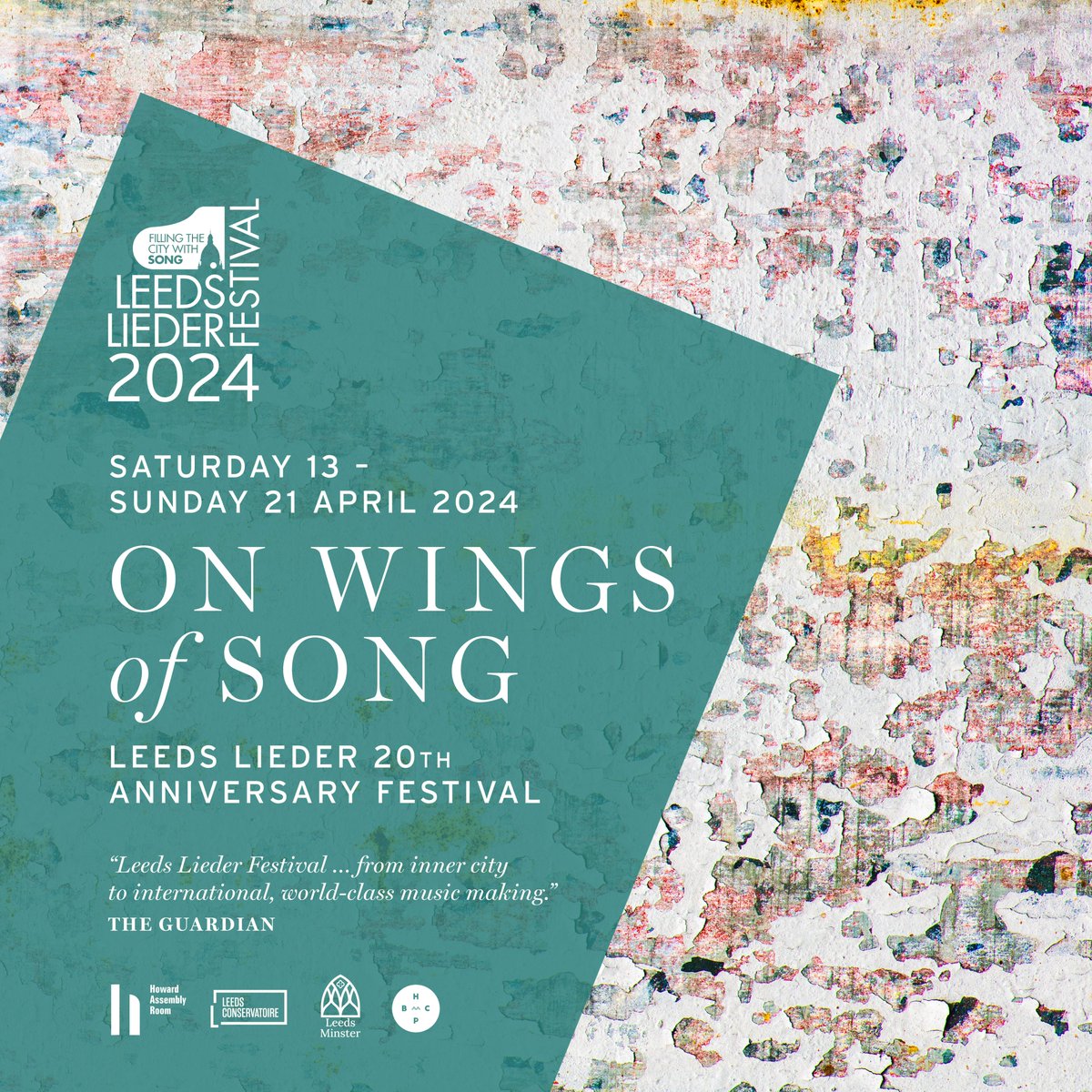 🎼On Wings of Song 🕊️ Leeds Lieder Festival returns to mark its 20th anniversary, filling the city with song from Saturday 13 April to Sunday 21 April 2024. View the brochure and explore the programme online: leedslieder.org.uk General sale Monday 15 January. #LLF24
