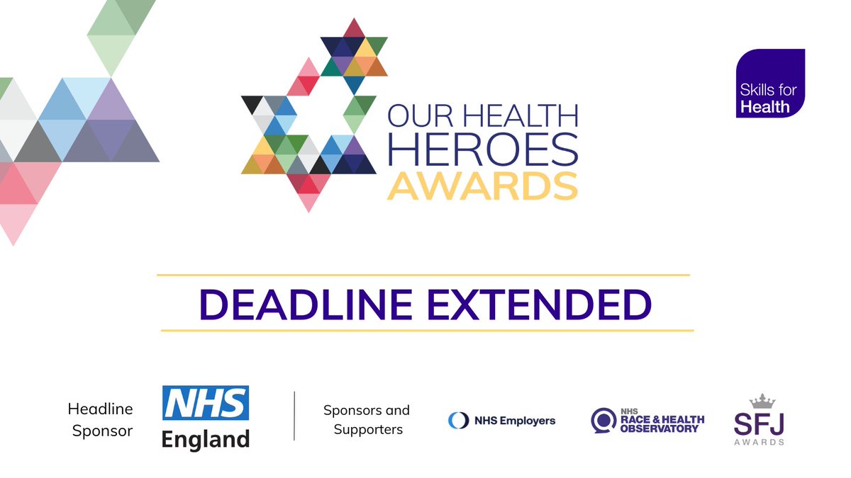 DEADLINE EXTENDED! In the spirit of inclusivity and to accommodate the overwhelming interest, we've made a special decision to extend the nominations deadline to 19 December! Nominate now 👉 ow.ly/tZB950QfVga​ @NHSEngland @NHSEmployers @SFJAwards @NHS_RHO