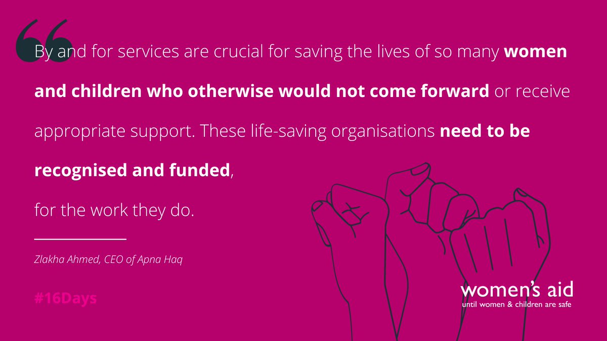 Specialist by and for services offer culturally specific services where survivors who may not have otherwise come forward feel listened to, understood and supported. Investing in them would save lives and could help save up to £3,898,100,000. takeaction.womensaid.org.uk/sign-your-name… @ApnaHaq1