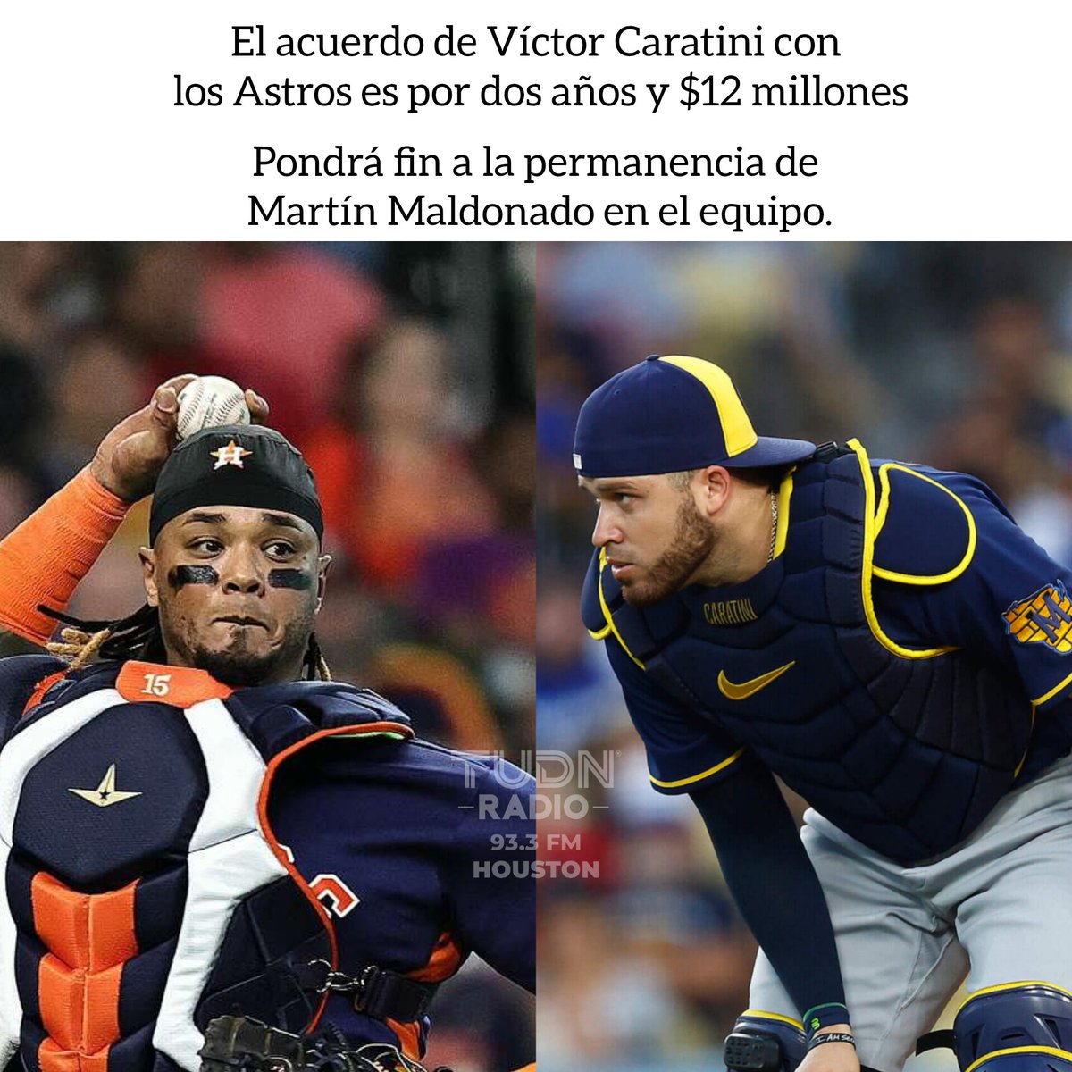 Los Astros están de acuerdo en un contrato con el receptor agente libre Víctor Caratini. El equipo busca tener a Yainer Díaz como receptor titular. #tudnradio #tudnradiohouston #tudnhouston #Houston #Astros