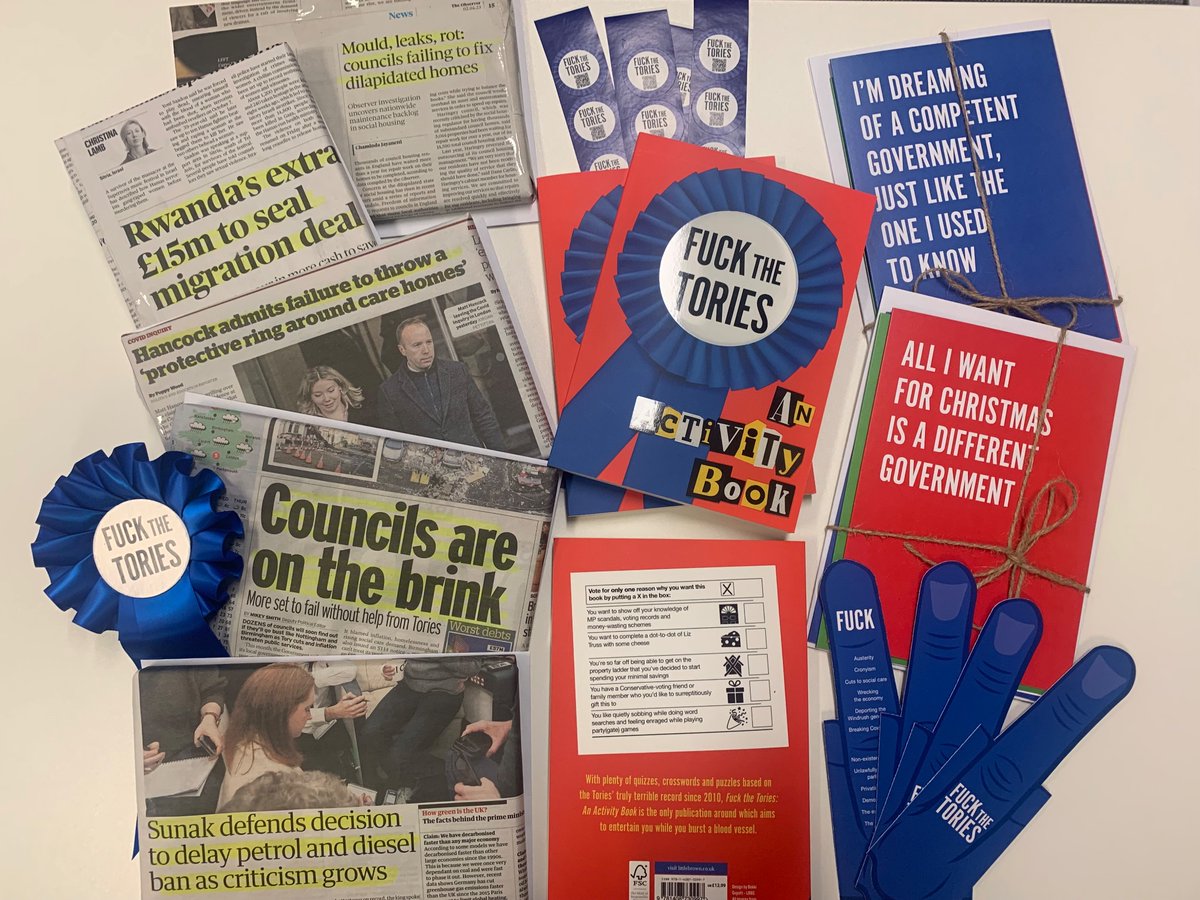 Did you know next week marks 4 years since the Tories were re-elected? For those who DON’T celebrate, we’re sending out special copies of #FucktheTories: quizzes, crosswords & puzzles based on the Tory record since 2010. Give them the truth this Xmas 🎁💅: bit.ly/FucktheTories