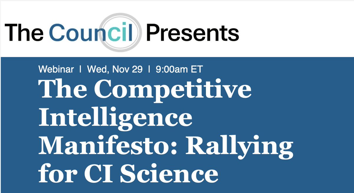 Video &amp; SlideDeck <a href="/TheCIFellows/">Council of Competitive Intelligence Fellows</a>
Key Outcomes Impacts PhD
🅐 #CIScience
🅑 #ScientificDefinition
🅒 #EmpiricalValidation
🅓 #MeasurementInstrument #UnifiedMaturityModel
🅔 #ImplementationFrameworks
🅕 #DesignThinkingMindset
📺 &amp; 💻lnkd.in/dTC4WMTt
🗞 bit.ly/3NNlNce
