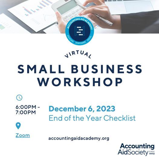 📣Calling all small business owners!  If you're looking to level up and finish this year with a bang, you absolutely cannot miss out on this virtual workshop!  Close out the year in the most successful way possible. Join  Accounting Aid Society TONIGHT! bit.ly/3NfnJuz