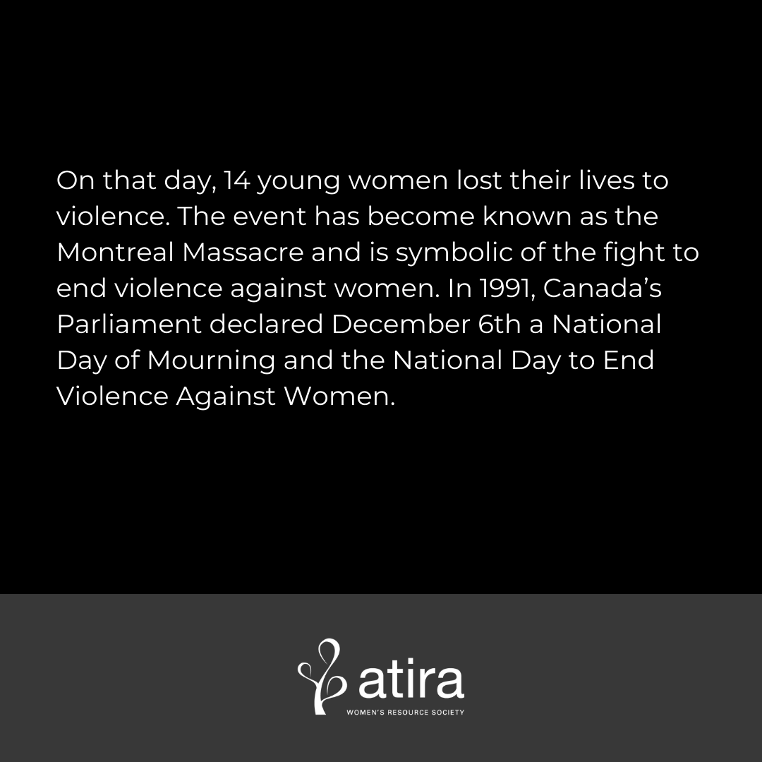 Atira stands in solidarity on Canada's National Day of Remembrance and Action on Violence Against Women, providing vital support and working towards creating a safer and more equitable society. #EndViolenceAgainstWomen #RemembranceAndAction #SupportForSurvivors