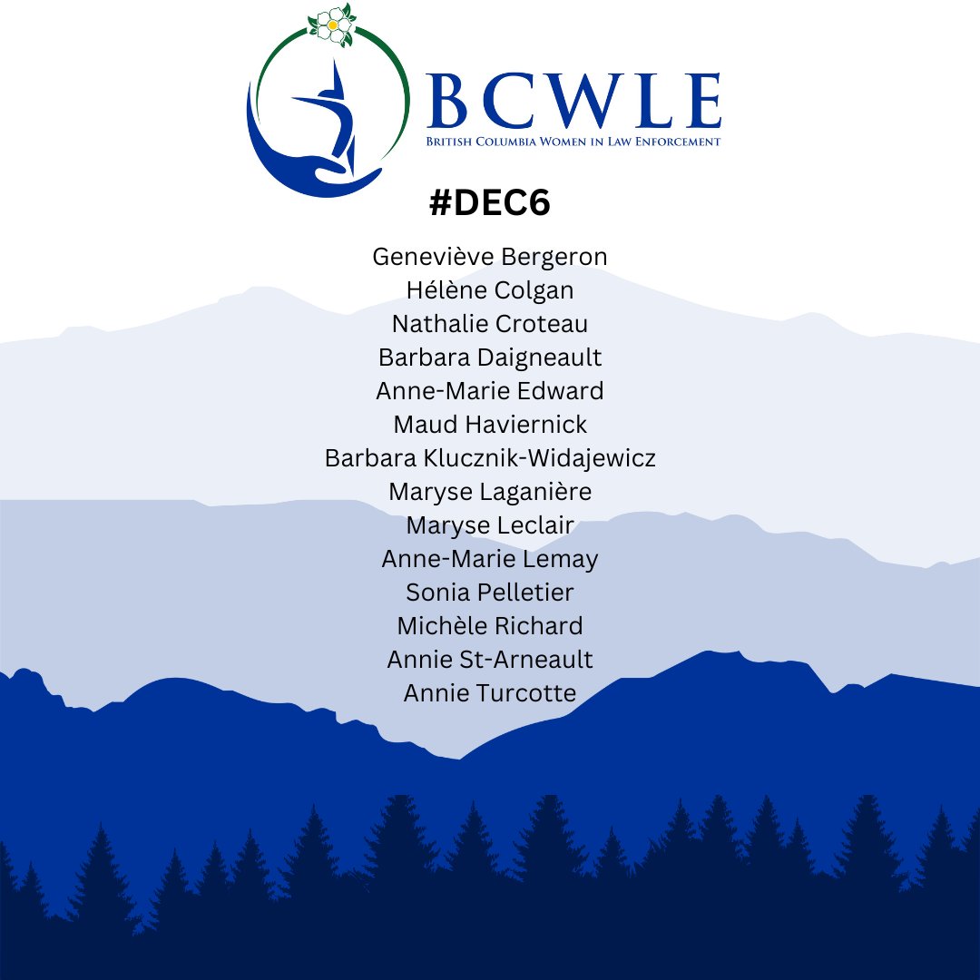 BCWLECanada's tweet photo. Geneviève. Hélène. Annie. Nathalie. Barbara. Anne Marie. Maud. Barbara. Maryse. Anne-Marie. Sonia. Michèle. Maryse. Annie.

#WeWillRemember #December6 #Dec6 #StrongerTogether https://t.co/Z5hRKSmZot
