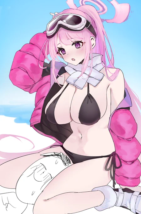 水着エイミに挟まれたい〜 #ブルアカ 