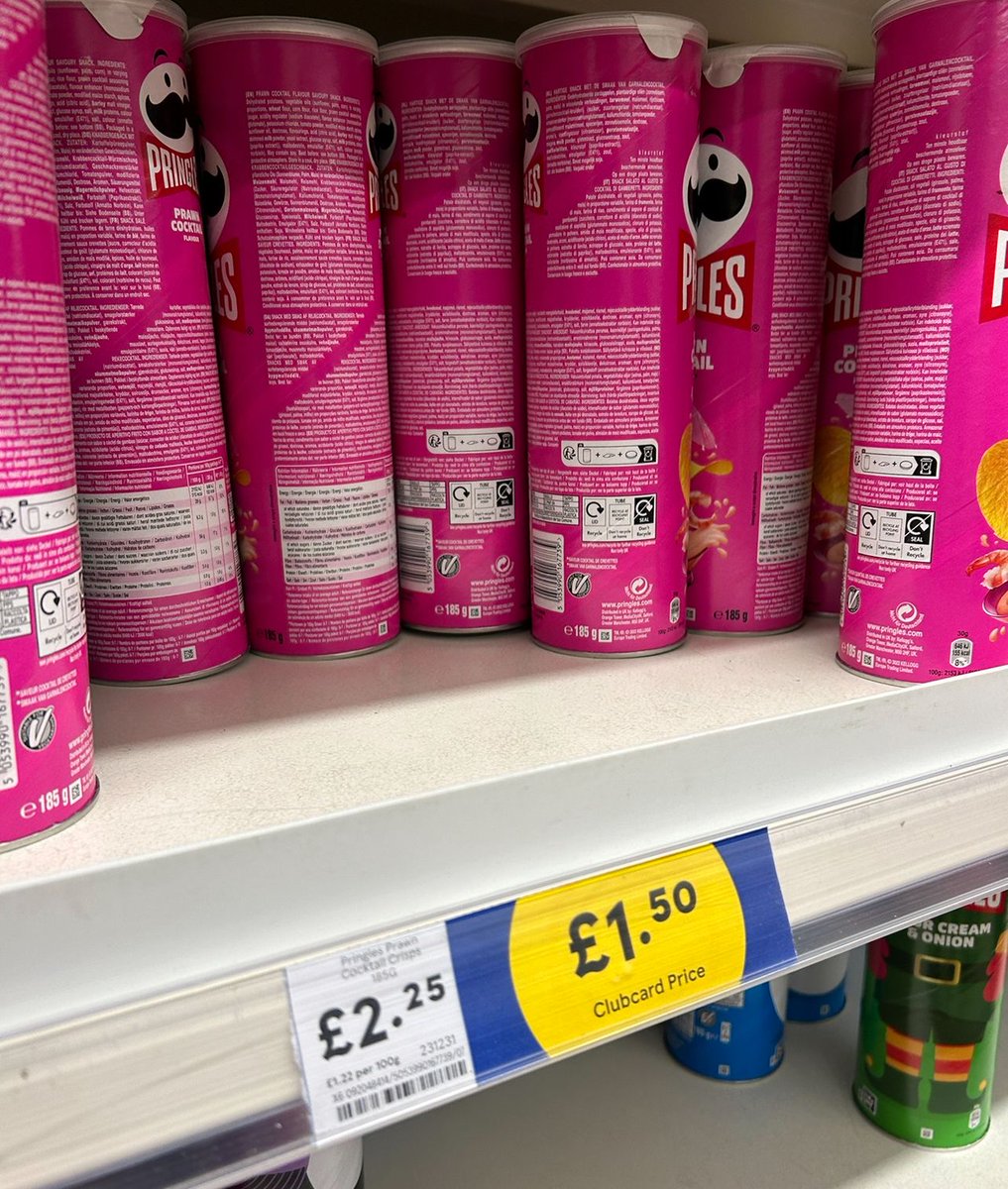 £1.50 #Pringles prices spotted at Tesco recently (if you have a Clubcard). Time to stock up for winter hibernation?