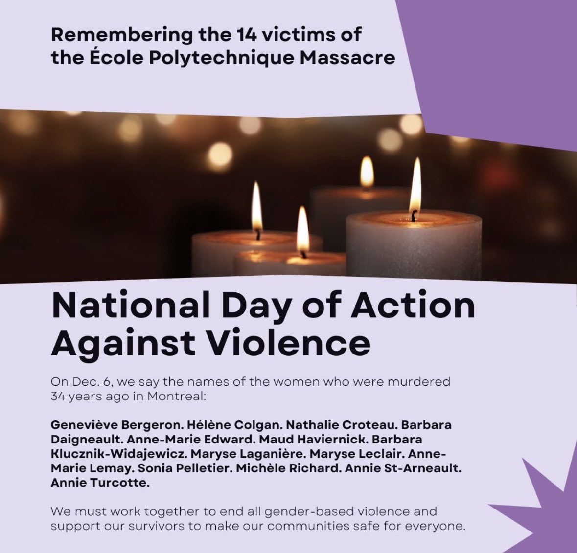 bsundhu's tweet image. Remember December 6. Act everyday to prevent violence against Women and Girls. #NotOkay #StoptheViolence