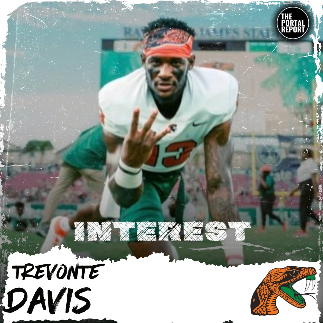 Florida A&M (D1) transfer WR Trevonte Davis has heard from the following programs in the portal, he told @ThePortalReport: Iowa State Missouri State Georgia State Youngstown State Abilene Christian SVSU Ferris State Keiser Transfer Portal Database: theportalreport.com/cfb-transfer-p…