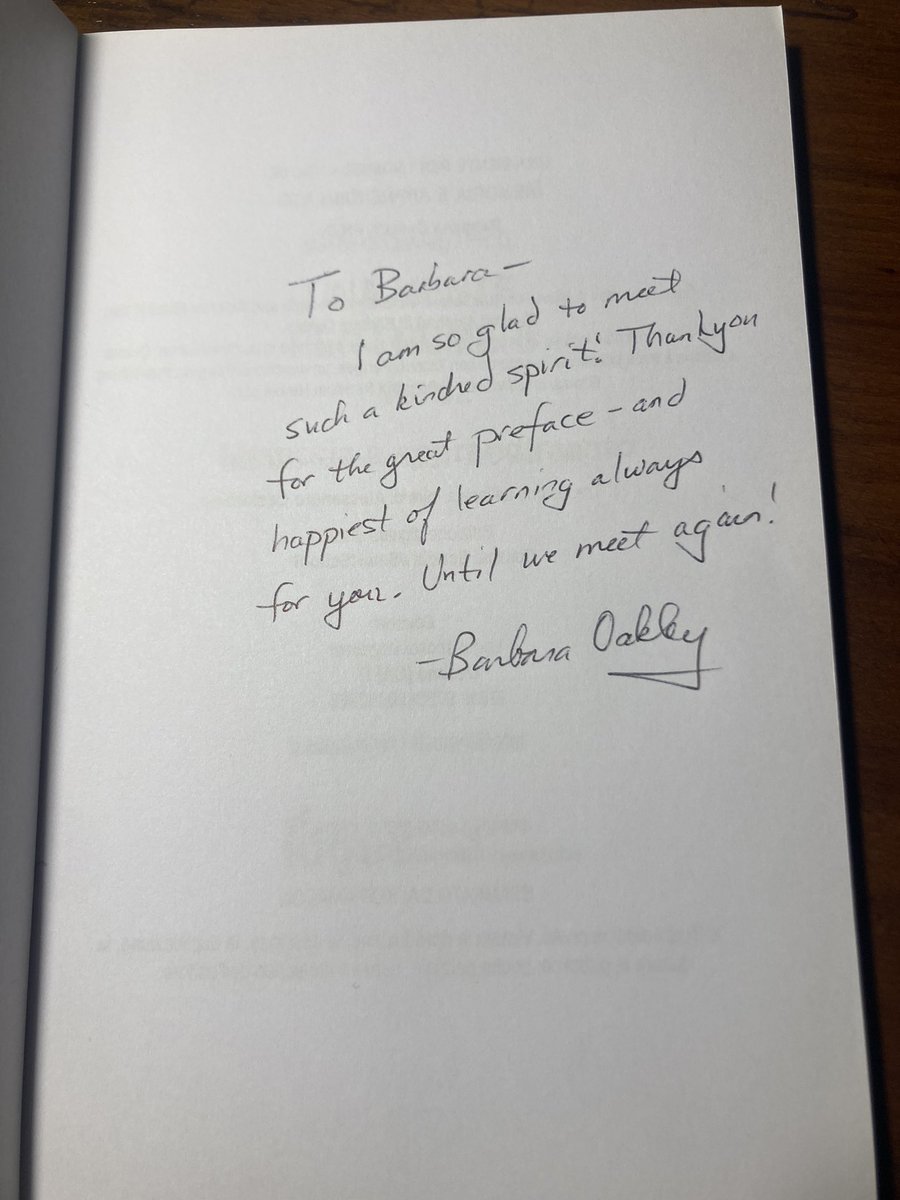 Felice di aver incontrato Barbara Oakley e di aver avuto l’onore di scrivere la prefazione del suo libro “Una mente per i numeri”. È stato per me un vero dono❤️