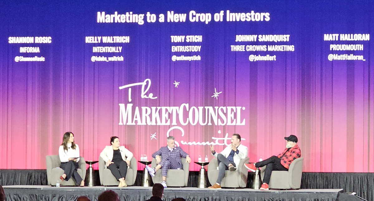 The future of #WealthManagement is dependant on "Marketing to a New Crop of Investors" so who better than <a href="/anthonystich/">Anthony Stich 🏄‍♂️ #MrPurple</a> (and his stylish new kicks), @johnellert, @MattHalloran_, <a href="/kdubs_waltrich/">Kelly Waltrich</a> and <a href="/ShannonRosic/">Shannon Rosic</a> to show us the way? #MSUM23

You gotta be in this room!